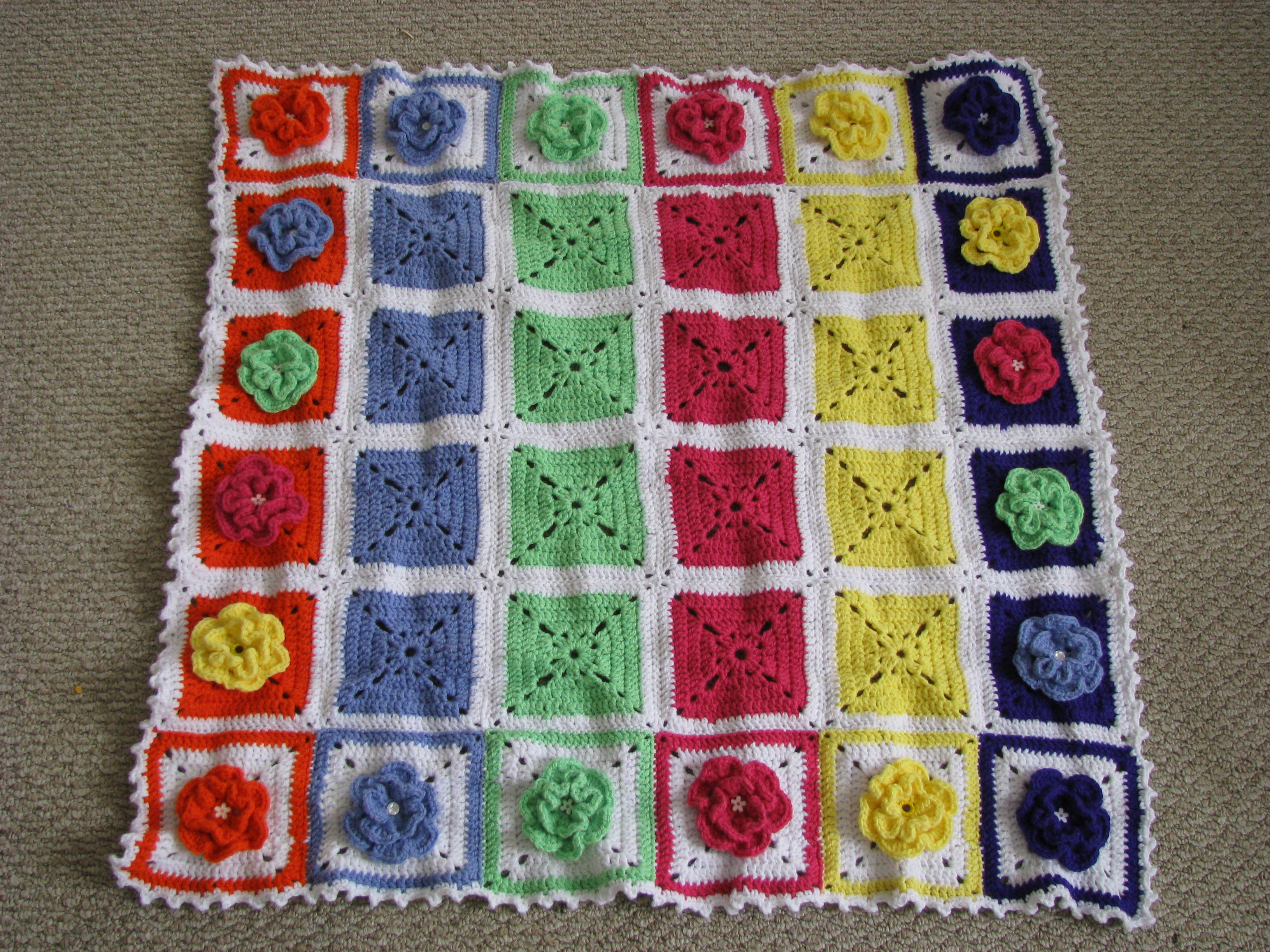 How to crochet granny square baby blanket